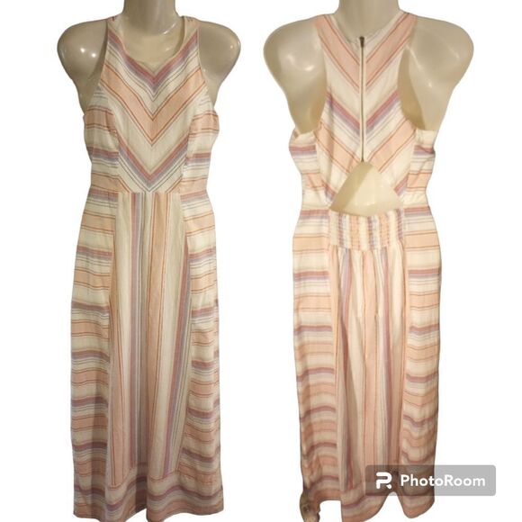 Japan striped sleeveless maxi dress with back cut out - Picture 1 of 9